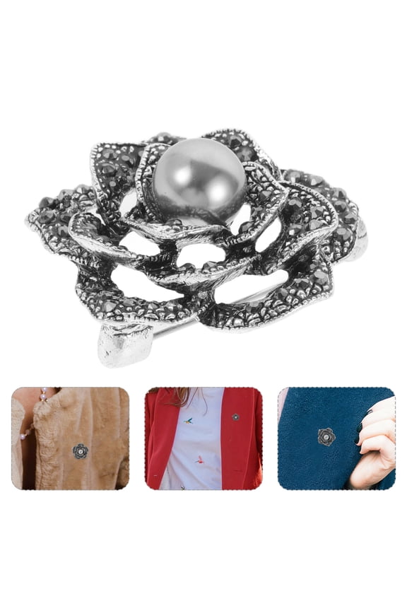 Decorative Floral Brooch Pin Rose Shape for Shawl Collar and Costumes