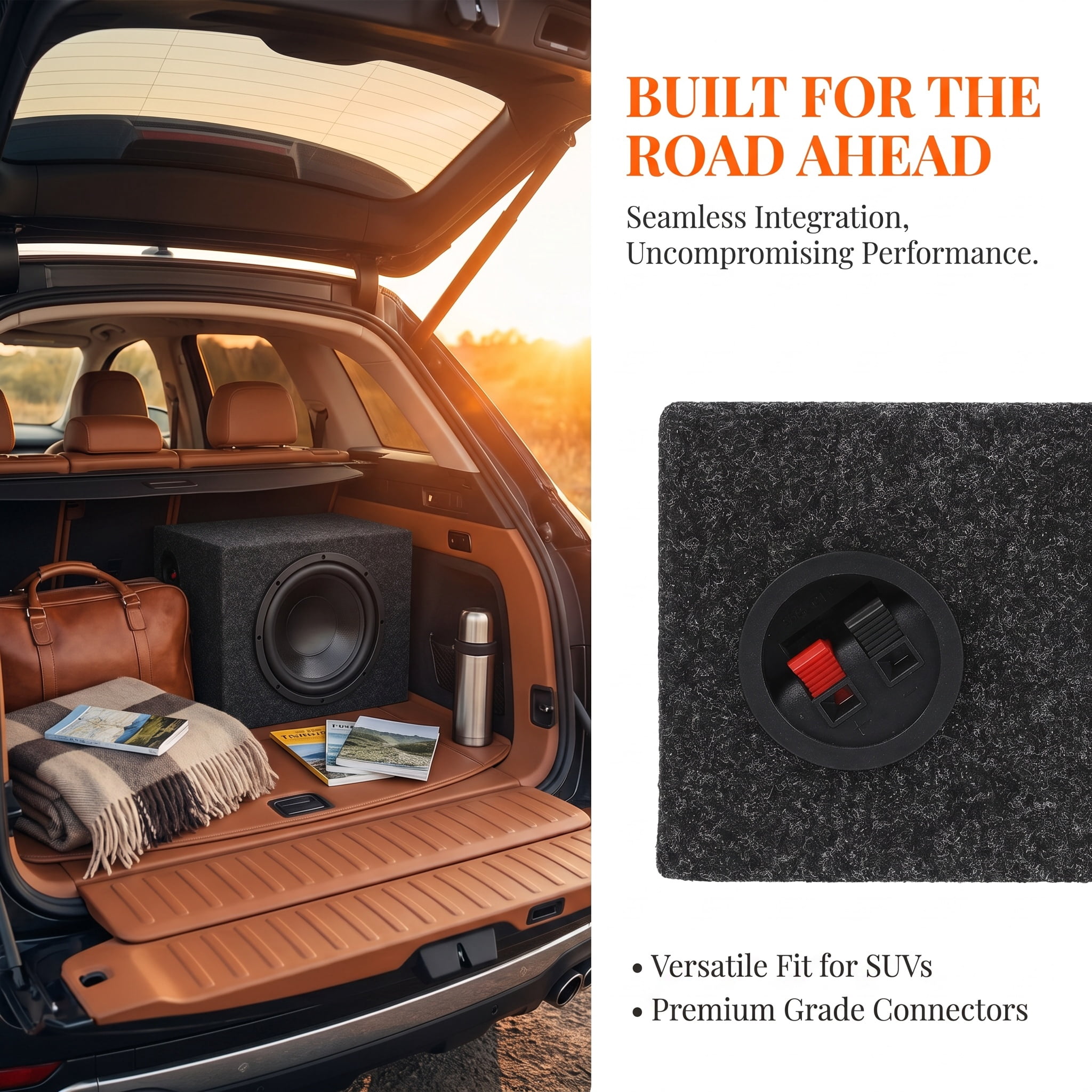 ELAYARD Compact 8 Inch Sub Box for Vehicle Audio, Sealed Wood and ABS ...