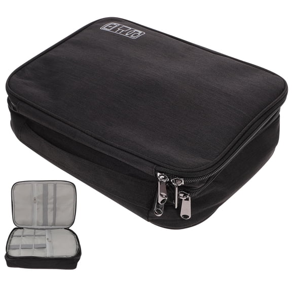 ELAYARD Travel Accessories Bag Black Polyester Electronic Organizer with Scratch Resistant Texture