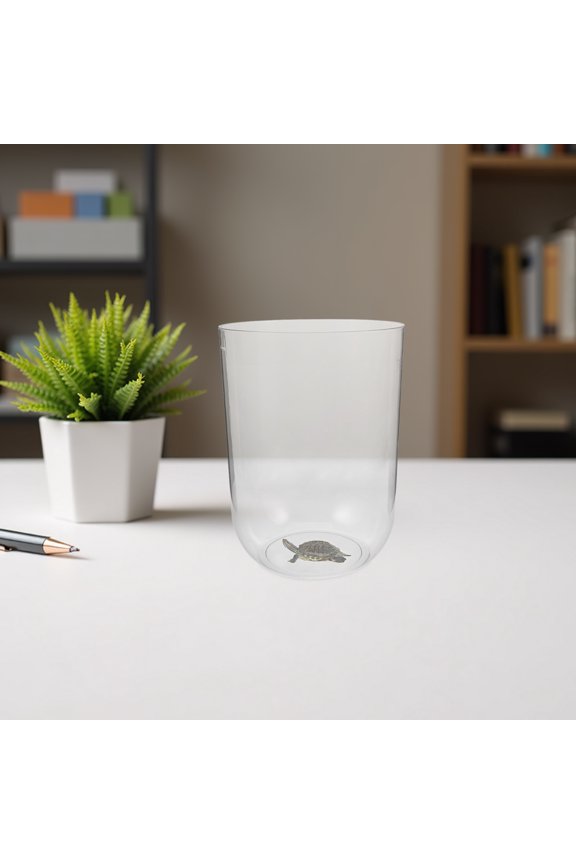 Small Cylindrical Aquarium Tank with Clear View for Desktop Turtle Habitat