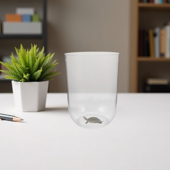 ELAYARD Small Cylindrical Aquarium Tank with Clear View for Desktop Turtle Habitat