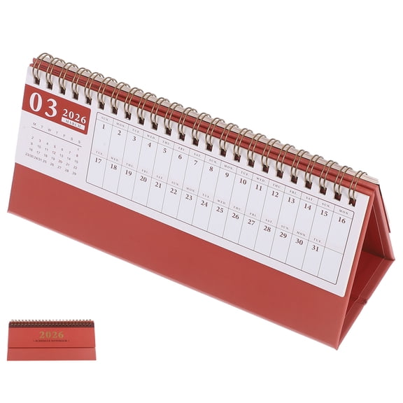 ELAYARD 2025-2026 Compact Red Standing Calendar with Daily Tracking and Stylish Decorative Design