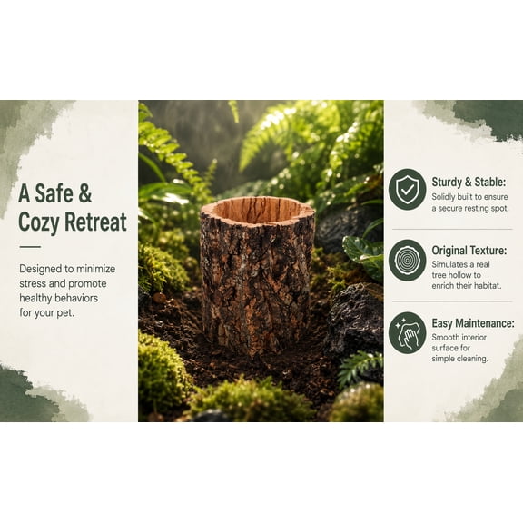 ELAYARD Multispecies Reptile Hideaway Natural Cork Bark Easy Maintenance Shelter