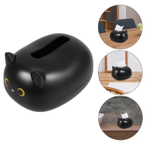 ELAYARD Black Cat Shaped Napkin Dispenser Decorative Tissue Holder for Tabletop Storage