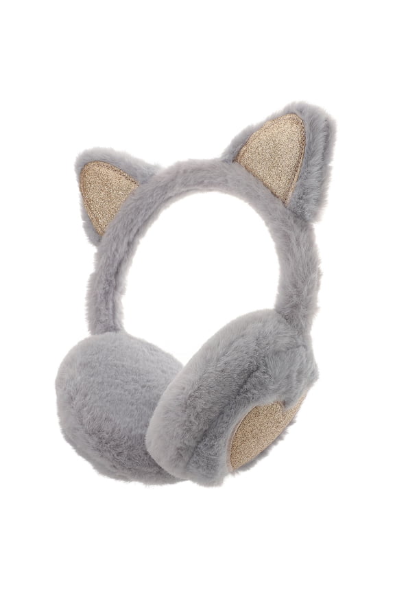 Animal Ear Earmuff Plush Grey 1Pcs Warmth Noise Reduction for Children