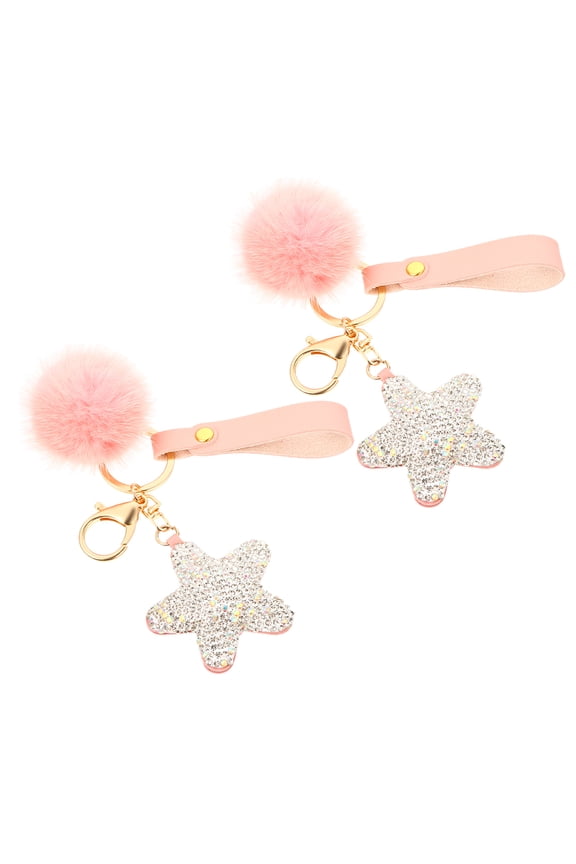 Rhinestone Star Keychain Set, 2pcs Key for Bags, Car Keys, Faux Design, Assorted Colors