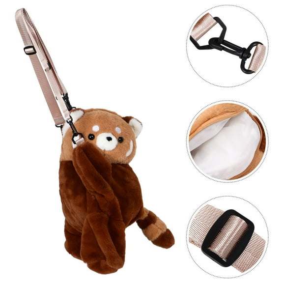 ELAYARD Cute Light Brown Red Panda Plush Backpack for Women and Teens, Large Capacity 28cm Daily Use School Bag