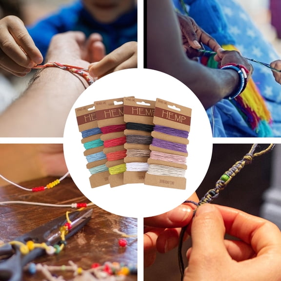 ELAYARD DIY Craft Hemp and Cotton Twine Rope for Jewelry Making 16 Assorted Colors 1mm