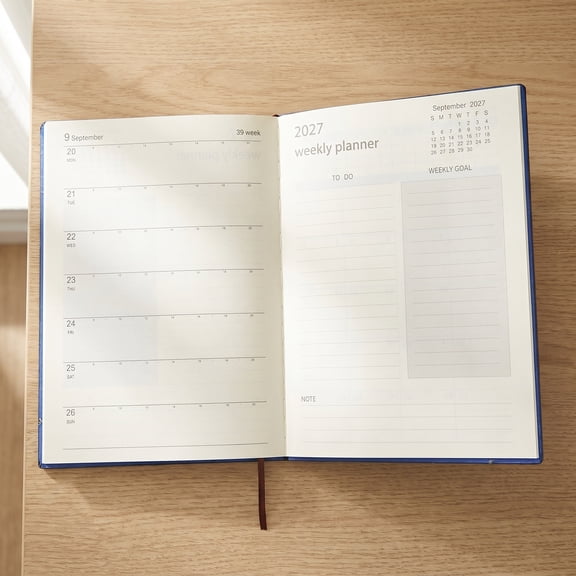 ELAYARD Dark Blue 2027 Daily Planner Notebook A5 for Office Yearly Goal Management