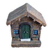 ELAYARD Dark Brown Resin Desktop Sculpture with Simulated Wooden House for Scenic Decor