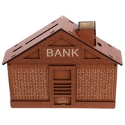 ELAYARD Dark Brown Wooden House Shaped Saving Box for Storing Money and Decorative Use