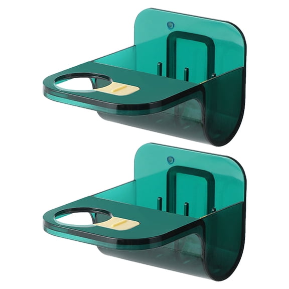 ELAYARD 2Pcs Dark Green High Grade Pc Material Shower Gel Holder Wall Mounted Bottle Rack