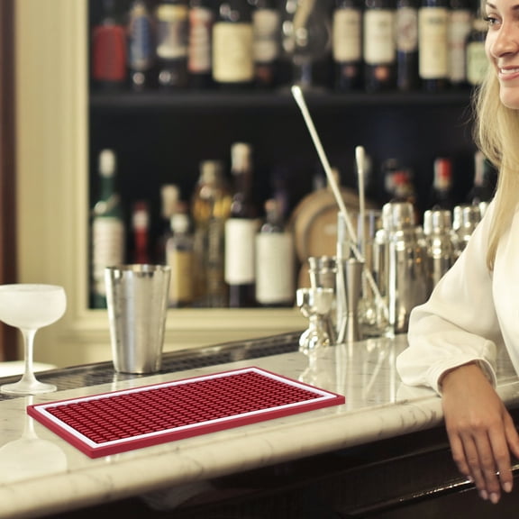 ELAYARD Dark Red Non Slip Bar Counter Mat Soft PVC for Coffee Bar and Cocktail Service