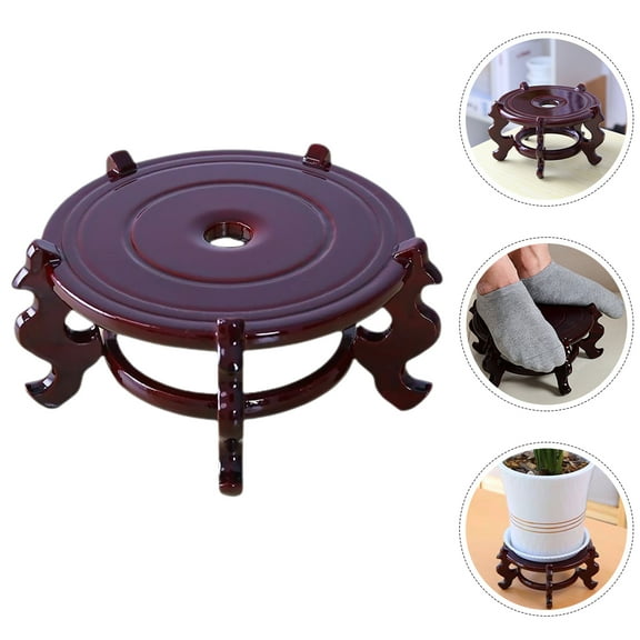 ELAYARD Dark Red Wooden Bonsai Shelf and Plant Holder for Indoor Use with Rustic Design