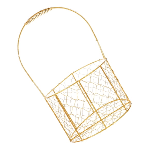 ELAYARD Strong Iron Wire Basket in Plated Gold for Bathroom Desk and Living Room Storage