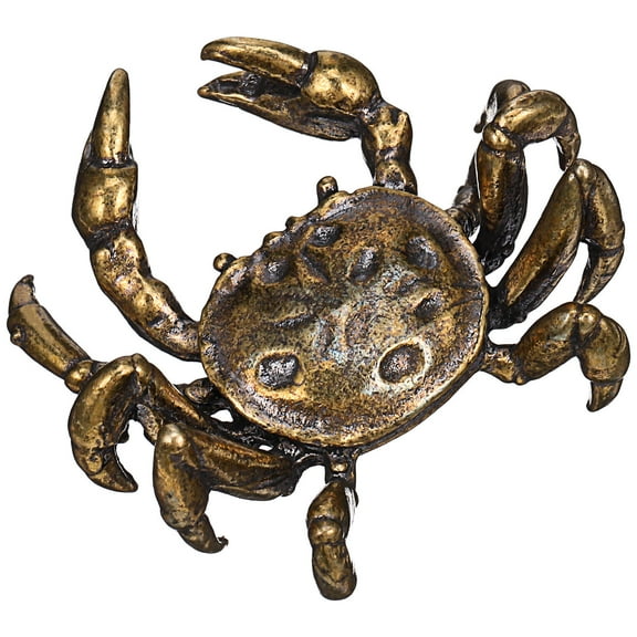 ELAYARD Coffee Colored Brass Crab Decor Creative Animal Figurine for Desktop Use