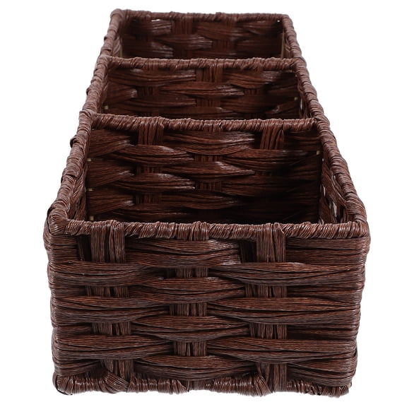 ELAYARD Divided Countertop Storage Basket with Handle, Coffee Plastic Metal