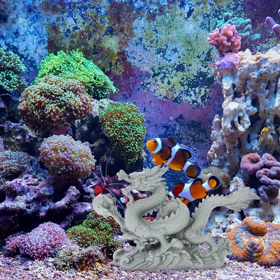 ELAYARD Decorative Grey Resin Dragon Figurine for Garden Indoor Desktop and Office Cabinet Decor