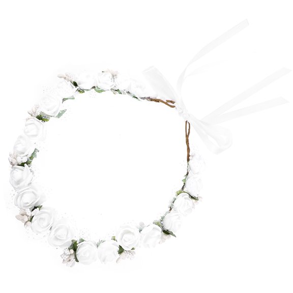 ELAYARD Delicate White Bridal Photo Headdress with Adjustable Ribbon for Wedding and Festival Use