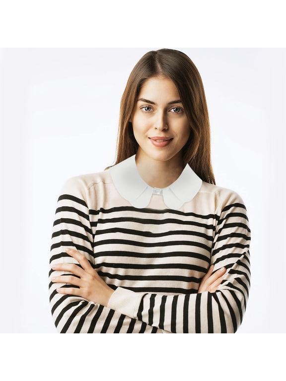 White Detachable Blouse Collar, Polyester Faux Shirt Collar Layering Fashion Accessory for Shirts, Sweaters and Dresses