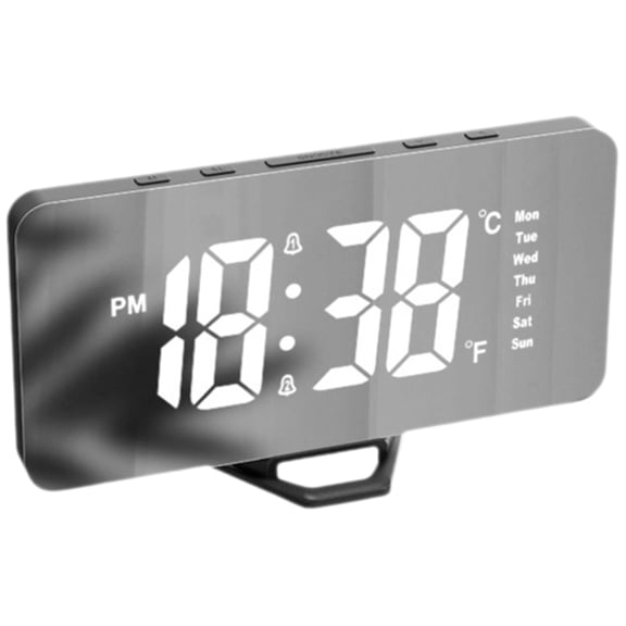 ELAYARD Mirror Digital Alarm Clock Black with Easy Setup for Bedroom and Home
