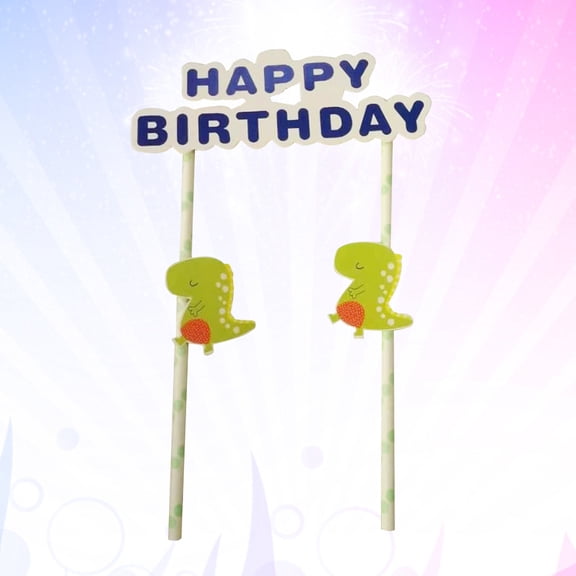 ELAYARD Dinosaur Party Cake Flag Disposable Pull Flag for Birthday and Celebration Cakes