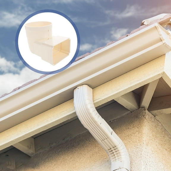 ELAYARD Rain Gutter Downspout Elbow Connector in White PVC for Efficient Garden Water Management