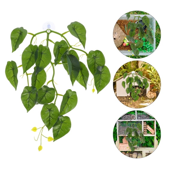 ELAYARD Realistic Green ABS Plants for Turtle Tank with Suction Cup Easy Setup