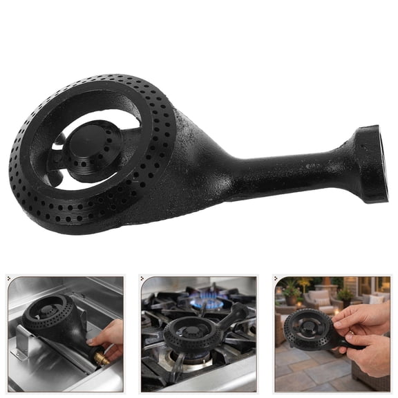 ELAYARD Durable Black Cast Iron Gas Burner Head Replacement with Orifice for Stove