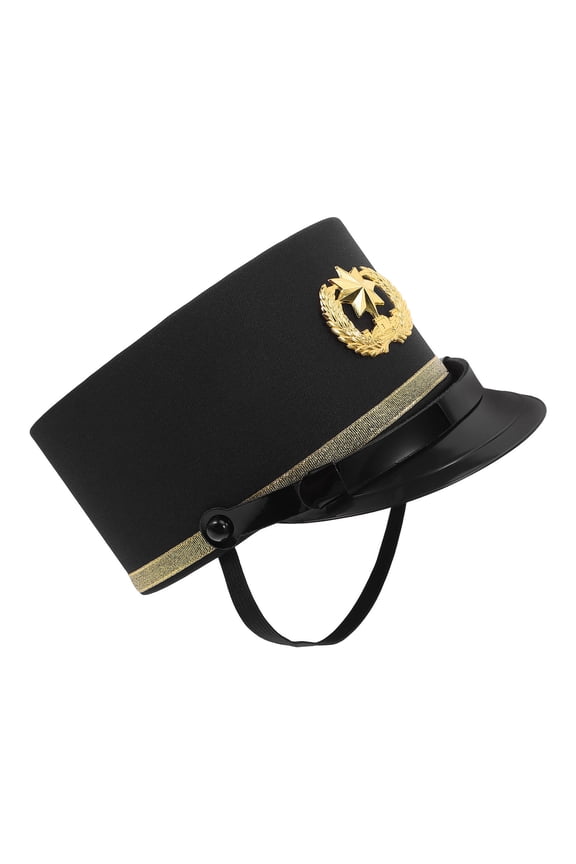 Durable Black Train Engineer Hat Adult for Holiday Events Theatre and Cosplay Use