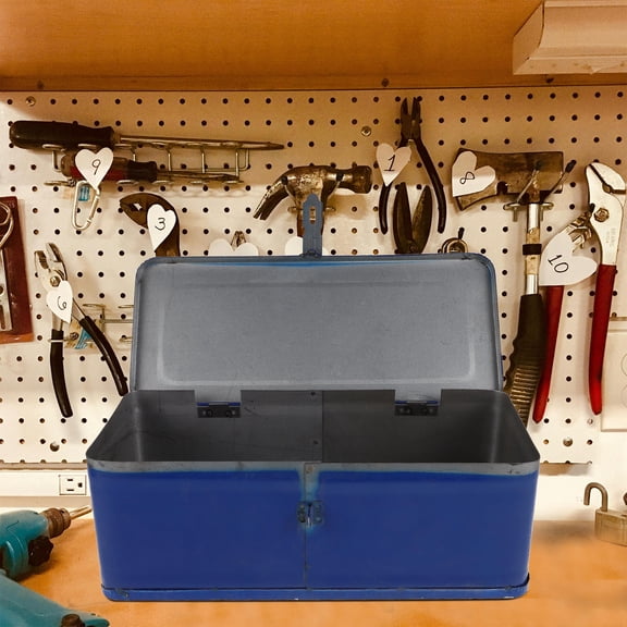 ELAYARD Blue Metal Tool Box for Car Durable Iron Tool Organizer with Large Capacity for Storage