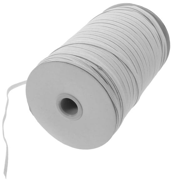 ELAYARD White 5mm Thick Flat Elastic Band for Sewing Masks and Headbands 100m Roll