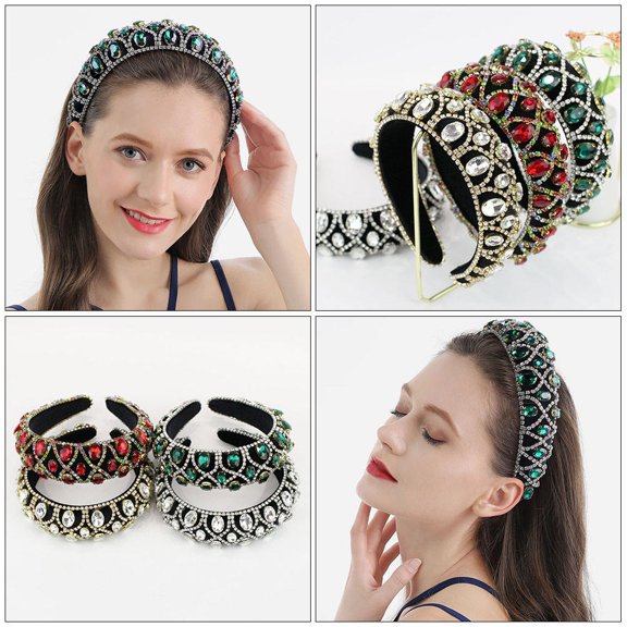 ELAYARD Elegant Green Rhinestone Headband with Sponge Design Comfortable Hair Accessory