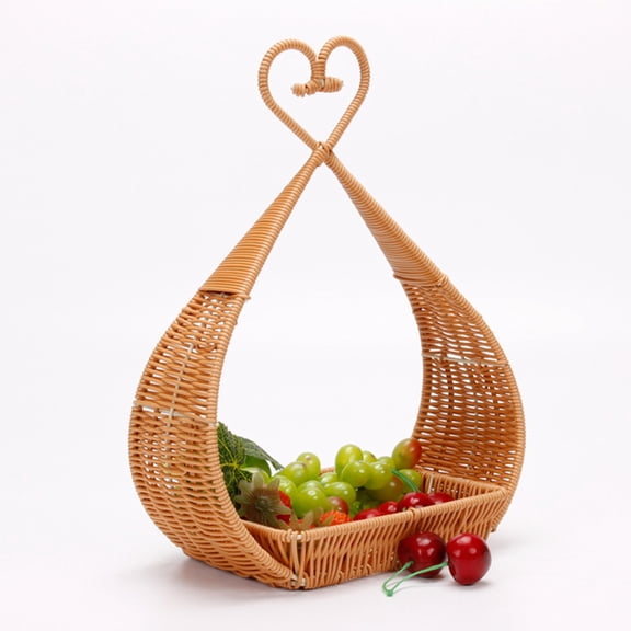 ELAYARD Light Brown Handcrafted Plastic Storage Basket with Handle and Protective Cover