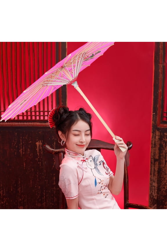 Elegant Pink Bamboo Dance Umbrella for Stage Performance and Decoration Lightweight Portable Retro Design Parasol 6.5 inches