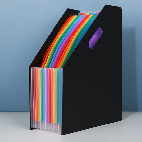 ELAYARD Expandable Accordion File Organizer Plastic Standing Document Folder Black