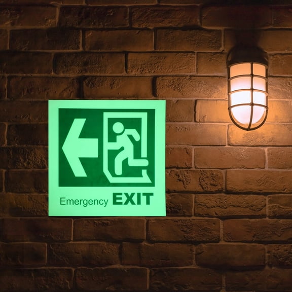 ELAYARD Emergency Glow Sign Exit Sign Light Green Polyvinyl 1Set