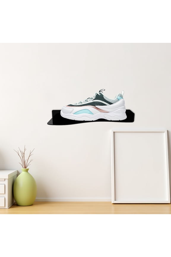 Acrylic Shoe Organizer Wall Mounted Sturdy Black Stand 1 Pair Space Saving Storage Rack