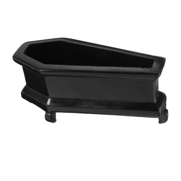 ELAYARD Black Coffin-Shaped Resin Flower Pot Unique Tabletop Plant Container Decorative Planter