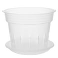 thumbnail image 1 of ELAYARD Clear Orchid Flower Pots with Drainage Holes, Breathable Plastic Slotted Planter with Attached Saucer for Indoor and Outdoor Use, 1 Set, 6.37in x 6.37in x 5.11in, 1 of 10