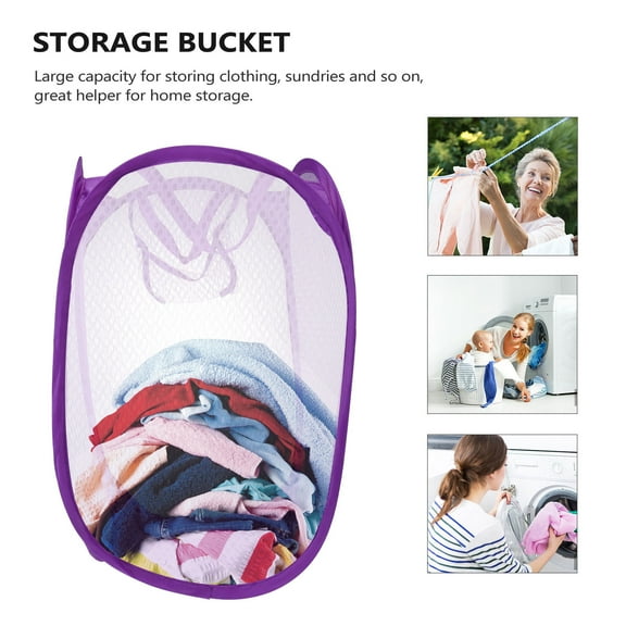 ELAYARD Rectangular Mesh Laundry Hamper for Clothes Storage, College Dorm Room Organizer, & Lightweight, 1 Set