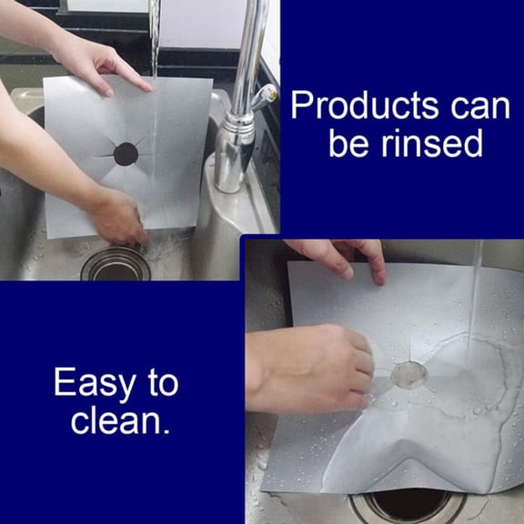 ELAYARD 4-Pack Gas Burner Liners Composite Material, Easy to Clean Kitchen Stove Protector Covers