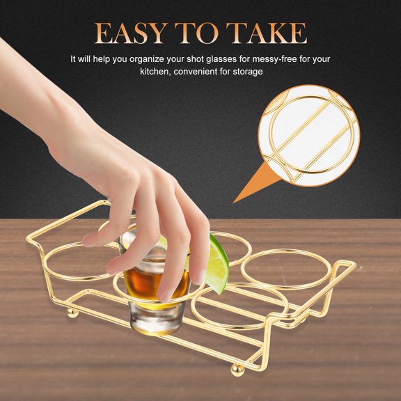 ELAYARD Drinks Dispenser Container Liquor Cup Holder Golden Metal Shot Server Bar Supply 1Set