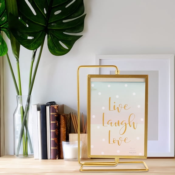 ELAYARD Golden Metal A4 Snap Floating Photo Frame Decorative Tabletop Display