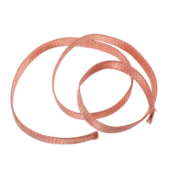 ELAYARD Golden Flat Copper Grounding Braid for Home Electrical Cable Shielding and Space Saving