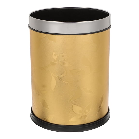 ELAYARD Golden Round Waste Paper Basket for Home Bedroom and Office Use