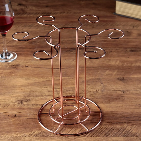 ELAYARD Golden Wine Glass Stand for Kitchen or Bar Counter Use Iron Material Helps Save Space 1Pc