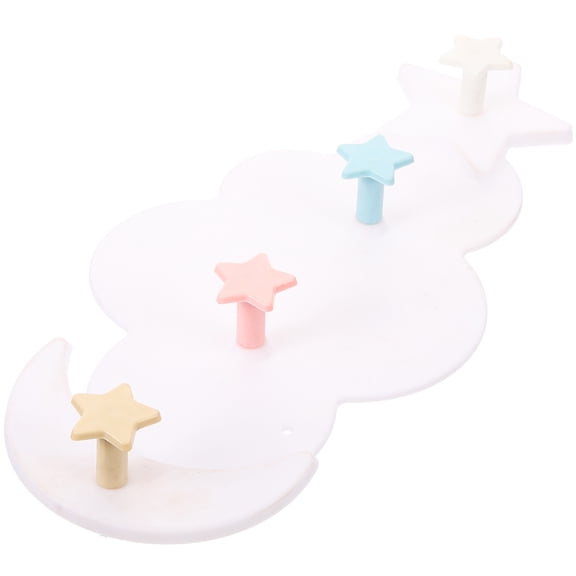 ELAYARD Grey Wooden Cloud Wall Hooks for Home - Practical Organizer for Clothes, Backpacks, and Cords
