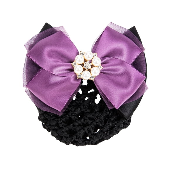 ELAYARD Bowknot Hair Bun Net Accessory Women Purple 1Set