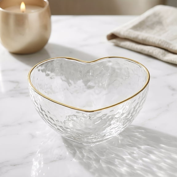 ELAYARD Heart-shaped Glass Serving Bowl for Dining Table and Bridal Showers